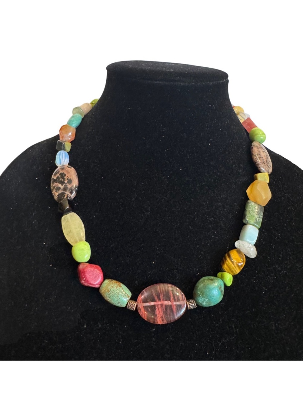 Natural Gemstones Necklace Turquoise Jasper Jade Carnelian Quartz Coral TigerEye
